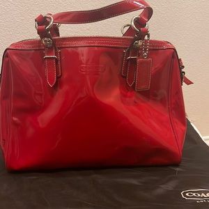 Coach Candy Apple Red Embossed Patent Leather Tote